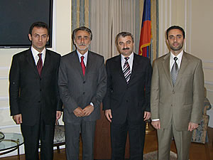 Amb. Markarian, FM Petrosian, Speaker Ghulian and Rep. Barseghian During Armenian Embassy Reception