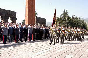 NKR Honor Guard Unit Marches Past NKR and Foreign Dignitaries as They Pay Tribute to Heroes of Artsakh Liberation War.